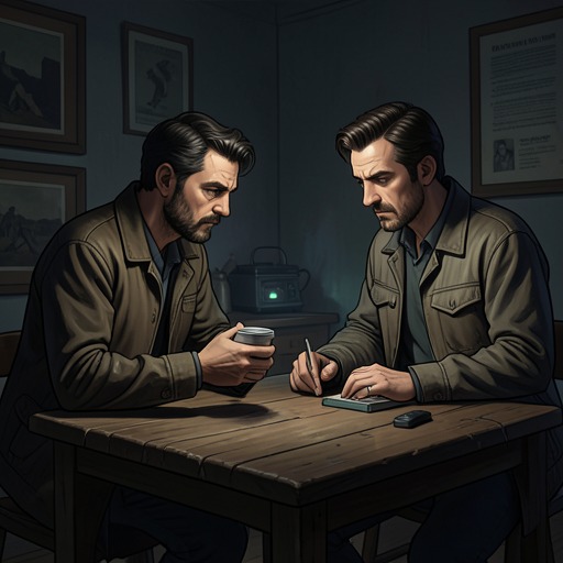 Redrick and Throaty’s Bargain from "Roadside Picnic". This flow traces Redrick’s uneasy dealings with Throaty, whose financial promises become an instrument of pressure and negotiation.