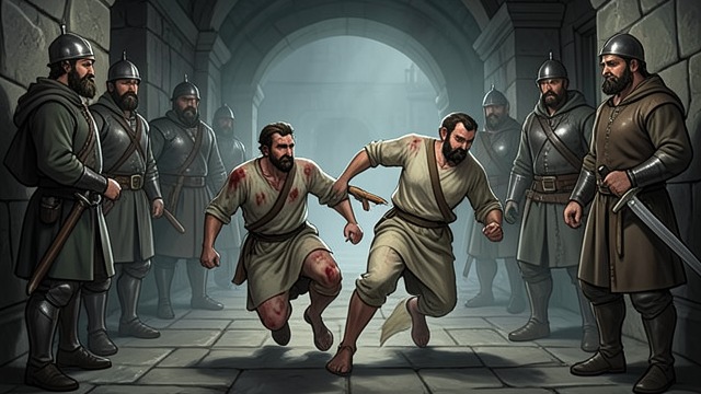 A Shared Mission in Philippi from "Acts of the Apostles". The Partners Face a Common Threat A conflict erupts After Paul frees an enslaved diviner, her owners accuse the missionaries and turn civic anger against them.