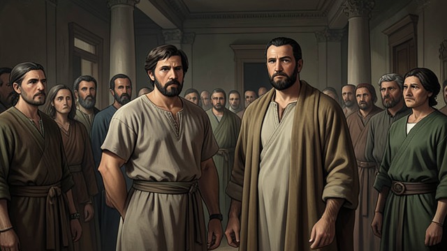 Iconium Turns to Violence from "Acts of the Apostles". A City Splits Over the Message Some listeners believe Paul and Barnabas speak in the synagogue, and both Jewish and Greek listeners respond.