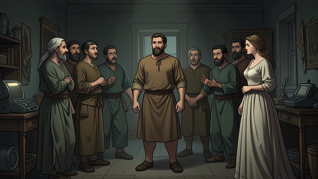 An Angel Opens the Cell from "Acts of the Apostles". Escape Begins in Disbelief The prison doors open An angel wakes Peter, frees his chains, and leads him past guards and through a gate.