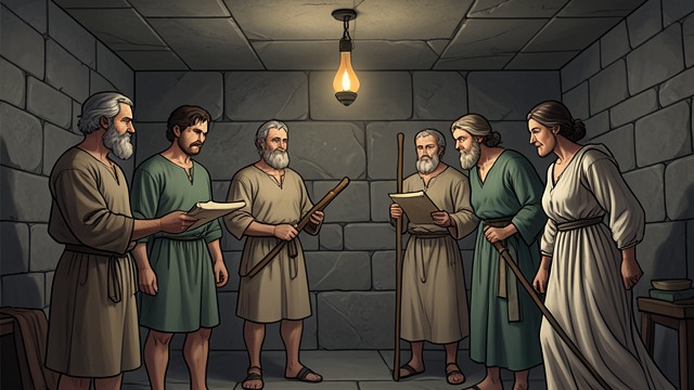 The First Hearing from "Acts of the Apostles". Authority Questions the Witness Arrest and examination Peter and John are detained after preaching resurrection.