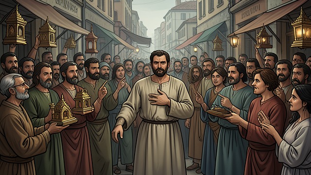 Artemis and the Silversmiths from "Acts of the Apostles". A Commercial Interest Claims Sacred Ground Demetrius fears lost income The sale of Artemis shrines declines as people respond to Paul’s message.