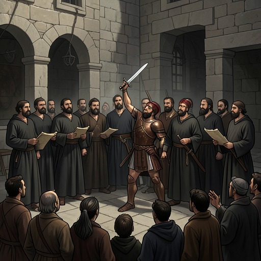 The Temple Arrest and Its Aftershocks from "Acts of the Apostles". A false accusation in Jerusalem escalates from mob violence into a long sequence of legal confinement and transfer.