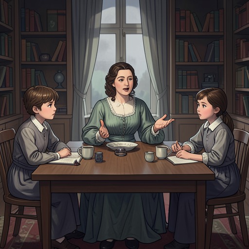 The Hilbery Family’s Changing Bonds from "Night and Day". This flow traces how Katharine Hilbery’s place within her family shifts as she moves from managing her parents’ world toward claiming her own decisions.