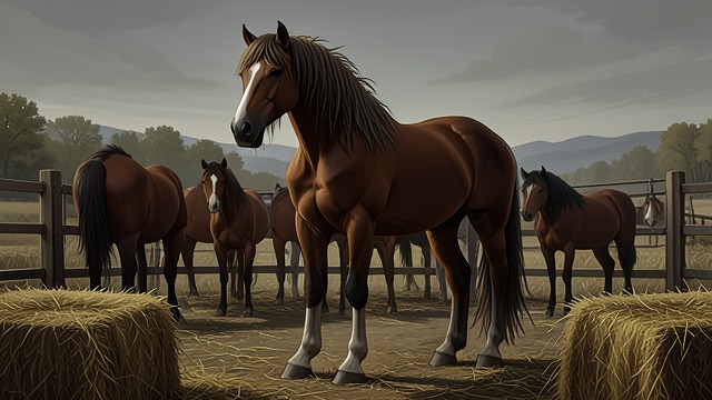 The Borrowed Stallion from "Fever Dream". The Borrowed Stallion A valuable animal Omar watches a borrowed stallion closely as it serves the mares on the farm.
