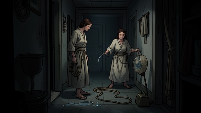 The Silent Procedure from "Fever Dream". The Silent Procedure Separation in darkness Carla waits outside a dark room as the healer conducts the migration with water, rope, and a fan.