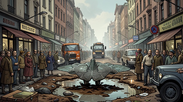 Poison Beyond the Farm from "Fever Dream". Poison Beyond the Farm A larger disaster The final image connects individual suffering to contaminated land, crowded traffic, and an expanding public crisis.