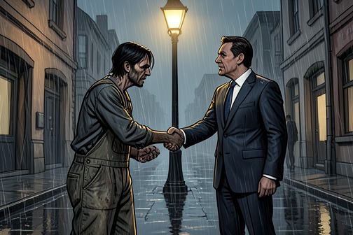 Fermín's recruitment by the Sempere bookshop from "The Shadow of the Wind". Fermín’s recruitment by the Sempere bookshop is the turning point that carries him from homelessness into work, shelter, and friendship.