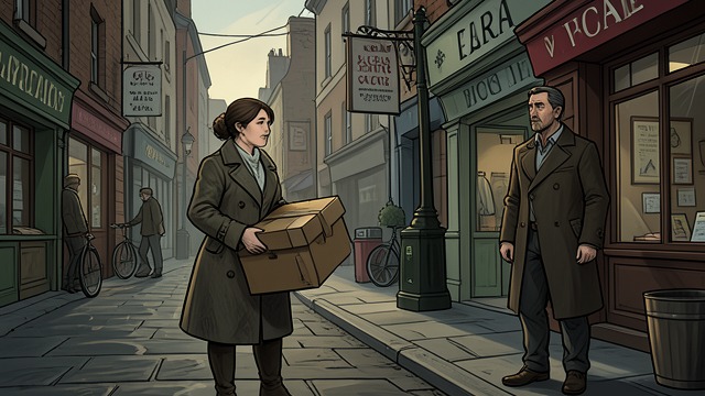 An Offer in the Street from "Fabian". An Offer in the Street A changed position Fabian encounters Irene carrying packages near her new business, after losing his advertising job.