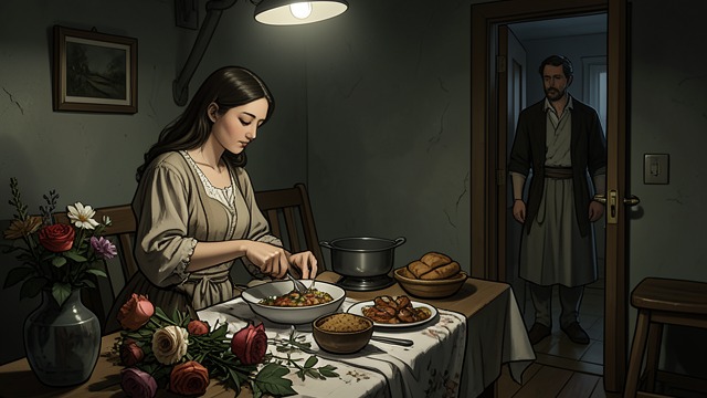 A Private Domestic Ritual from "Fabian". A Private Domestic Ritual Making a small home Cornelia prepares a modest meal for Fabian, laying out a cloth, flowers, and food despite the limited means they…