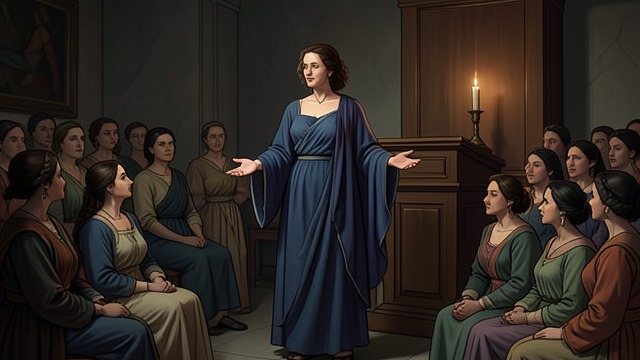 Teaching the Women from "The Blazing World". Teaching the Women A New Congregation The Empress gathers women separately and instructs them in matters of faith.