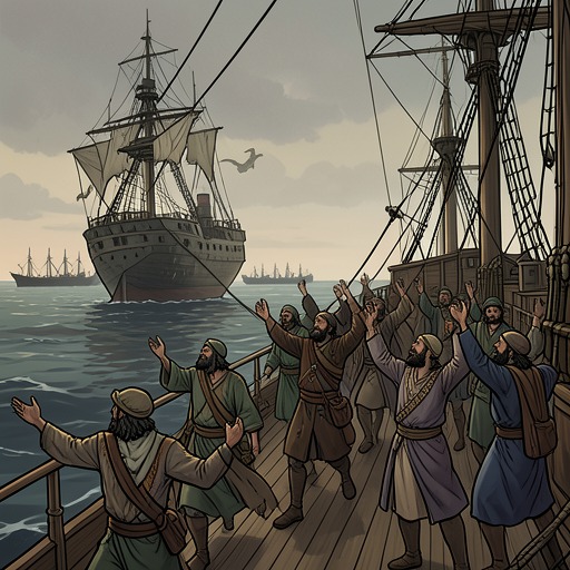 From Rescue to Conquest from "The Blazing World". This flow traces the escalation of the Empress's defensive intervention into a world-spanning tribute system.