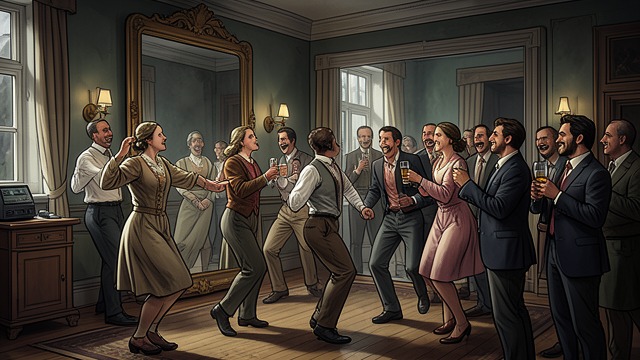 The Dance Begins from "The Double". Respectability in Motion Ordered Festivity After the meal, officials move to card tables and the younger guests dance.