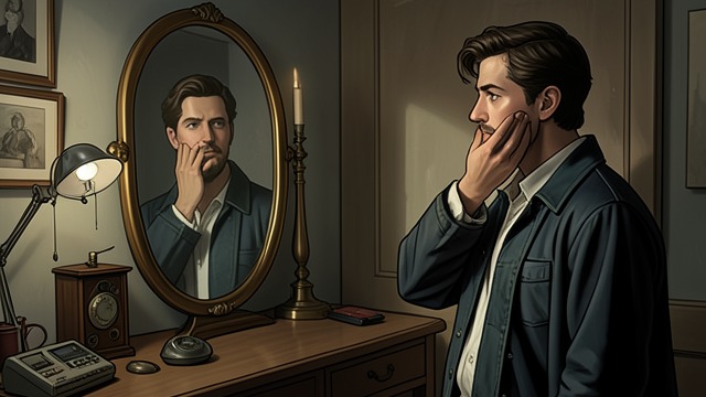The Mirror Check from "The Double". The Reassuring Reflection Appearance as Evidence Golyadkin examines his face in a small mirror and takes comfort in finding nothing visibly wrong.