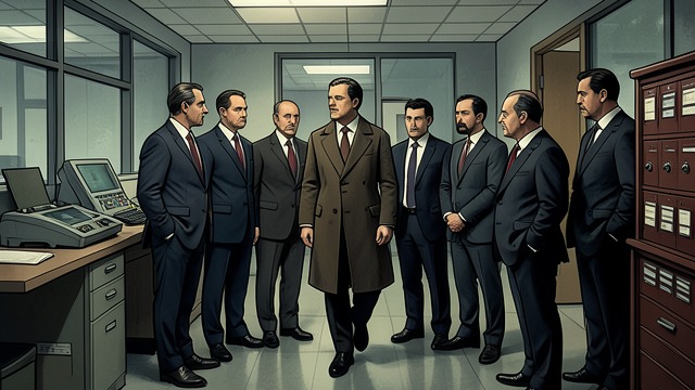 Clerks Gather Round from "The Double". Curiosity Becomes Hostility A Changing Reception When Golyadkin returns to the department, colleagues greet him coolly and form a curious group around him.