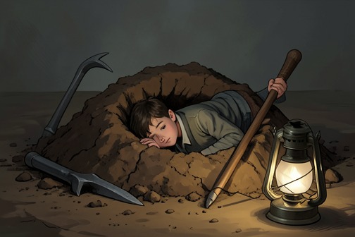 Markus is trapped and rescued after the mound collapses from "The Master Butchers Singing Club". Markus is trapped and rescued after the mound collapses in a sequence that turns a boys’ secret fort into a life-threatening enclosure.