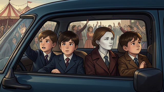 A Journey to Chicago from "The Master Butchers Singing Club". The Twins’ Departure A family plan Fidelis, Delphine, and Tante drive the boys to Chicago so Tante can take the younger children to Germany.
