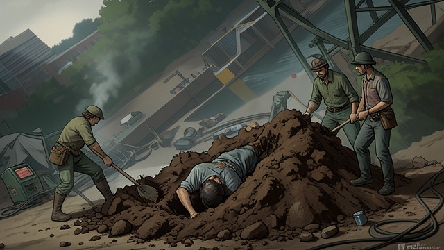 The Collapse from "The Master Butchers Singing Club". Buried Alive A sudden failure The mound sags and closes over Markus. The boys outside realize he is still inside and run for help.