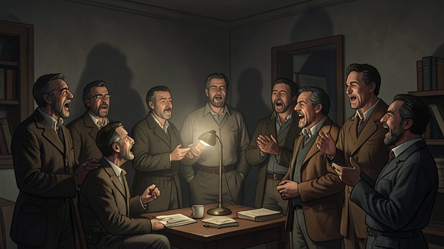 German Songs Become Uncomfortable from "The Master Butchers Singing Club". A Community Feels the War Suspicion enters the club The men worry that singing in German may look disloyal as Germany and the United States fight.