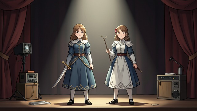 Theater with Delphine from "The Master Butchers Singing Club". Two Girls Make a Stage Shared invention Clarisse Strub and Delphine perform elaborate plays, changing costumes and taking multiple roles.
