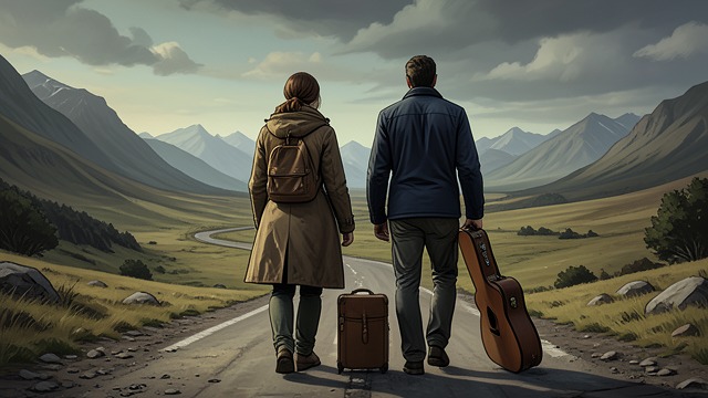 A Traveling Beginning from "The Master Butchers Singing Club". Two Performers on the Road Shared work Delphine and Cyprian travel together with a balancing act.