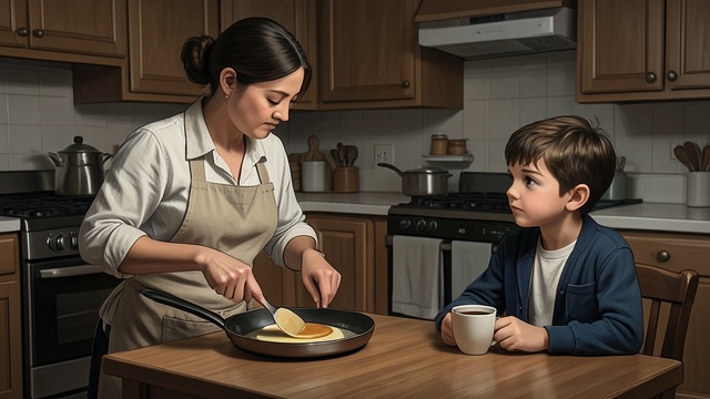 A Place at the Table from "The Master Butchers Singing Club". Delphine Feeds Him Safety becomes ordinary Delphine makes pancakes and tells Markus that he can stay.