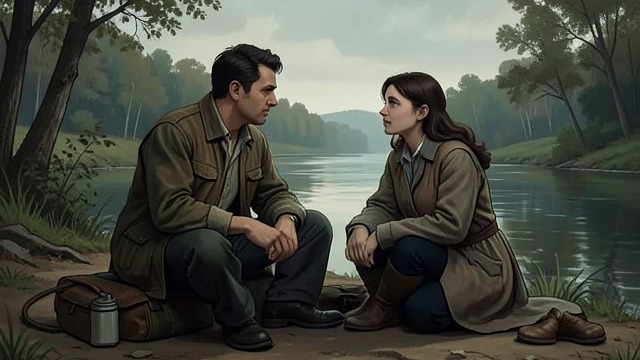Truth at the River from "The Master Butchers Singing Club". A Reunion Built on Honesty A different conversation Franz and Mazarine meet by the river.