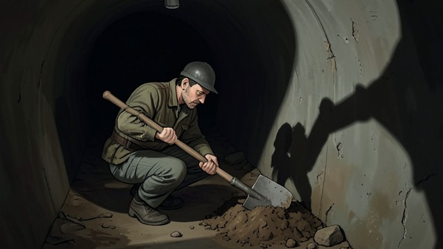 A Different Kind of Balance from "The Master Butchers Singing Club". Balance in the Earth Cyprian enters the tunnel Cyprian applies his practiced attention to a collapsing passage, moving by breath and controlling panic.