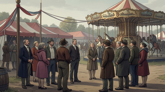 The Fryeburg Fair Between Times from "Bag of Bones". A Shared Passage Michael and Kyra pass into an earlier fair, where present and historical figures appear to occupy the same place.