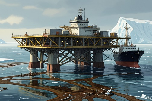 Joint Venture Warrior原型平台被冰山摧毁,《雪的感觉》中的场景。“联合冒险战士”号原型平台的毁灭,是让斯米拉关于北极不可征服的警告具有现实分量的灾难。该原型平台建成后,原本将作为北格陵兰石油开发项目中的大型海上钻井平台;尽管有两艘破冰船在场,它仍被冰山掀翻,随后只剩下片片油污和碎片。
