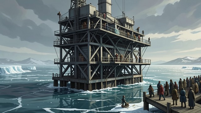 The Oil Platform from "Smilla's Sense of Snow". The Oil Platform Progress as Control The Greenland Star is a vast, temporary industrial structure in the ocean.