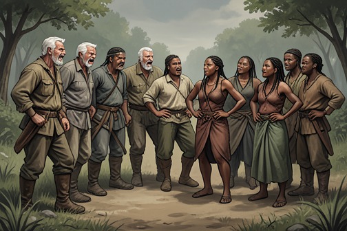 The Edwards party’s assault on Ngarigo women from "The Drover's Wife". The Edwards party’s assault on Ngarigo women exposes the sexual violence beneath the settlers’ claims to authority on Ngarigo Country.