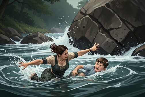 The mountain flood from "The Drover's Wife". The mountain flood is a life-threatening disaster in which rising water separates Molly from Danny and puts her unborn child and the other children at risk.