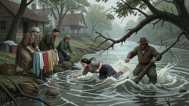 Floodwater and Loss from "The Drover's Wife". The River’s Test A sudden flood While the family washes clothes beside the Murrumbidgee River, rising floodwater sweeps Daniel Johnson away with a fallen tree…