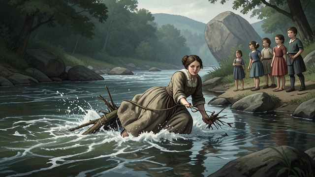 The Floodwater Rescue from "The Drover's Wife". The Floodwater Rescue A Mother in the River When floodwater sweeps Daniel away, Molly plunges in despite her advanced pregnancy and the danger of the current.