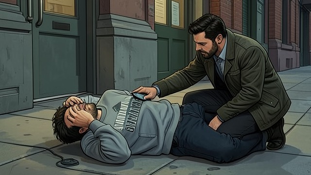 The Panic on the Street from "Temptation". The Body Carries the Numbers A calculation turns physical After ending the call, Colton becomes overwhelmed by the arithmetic of tuition and living costs.