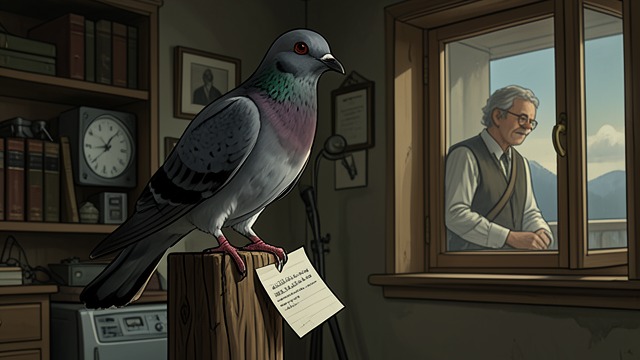 The Pigeon Signed from "Love in the Time of Cholera". The Pigeon Signed A rare trace left Florentino Ariza sends Olimpia Zuleta a signed note attached to a carrier pigeon after she rejects his anonymous messages.