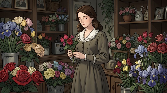 The Flower Shop from "Mrs Dalloway". The Flower Shop Scent and color Clarissa pauses among roses, irises, and sweet peas, allowing their scent and color to quiet her anger.