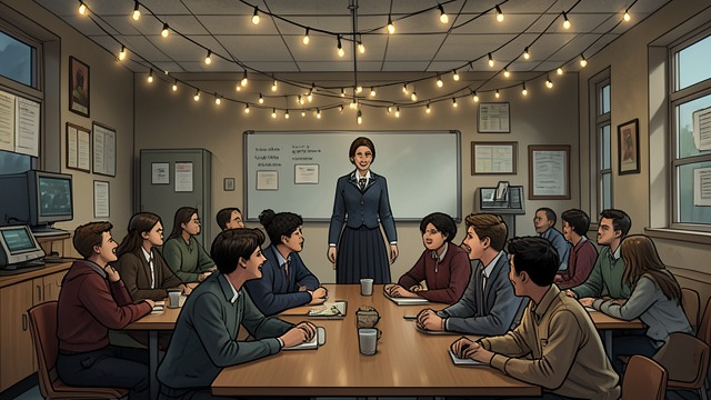 The Cafeteria Reimagined from "Freaky Friday". The Cafeteria Reimagined A familiar room changed Twinkling lights transform the cafeteria where students usually eat lunch. Hadley, still in Ms.