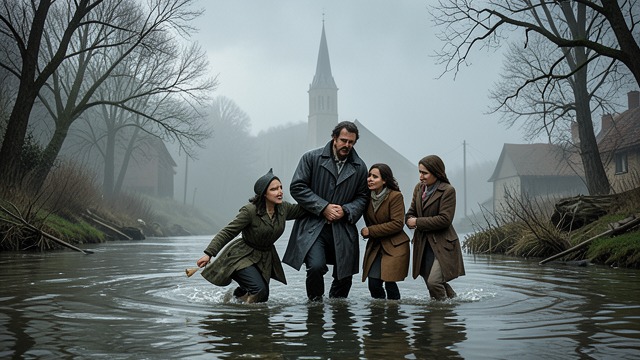 The Flooded Lane from "Tess of the d'Urbervilles". The Flooded Lane A practical rescue Angel carries each of the four women across a flooded lane so they can reach church.