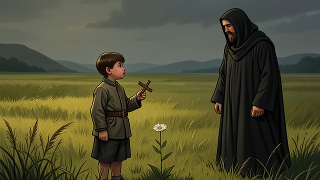 苔丝对抗社会审判,《德伯家的苔丝》中的场景。未受洗者的坟墓 孩子因母亲而受审判 索罗婚外出生,因此受到教会安葬限制。即使苔丝已在紧急情况下为他施洗,官方决定仍将社会身份视为精神问题。 私人尊严对抗公共规条 苔丝献上的鲜花和亲手制作的十字架,抵抗着这种审判。她的悲痛使教会制度的排斥显得格外鲜明而切身。