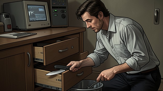 A Father Finds the Knife from "Defending Jacob". A Father Finds the Knife Suspicion enters home Andrew discovers Jacob’s folding knife hidden in a drawer.