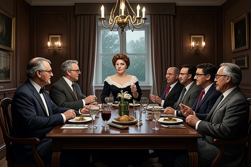 The Verdurin Dinner from "In Search of Lost Time". The First-person narrator travels by the local railway to La Raspelière for a dinner at Madame Verdurin’s.
