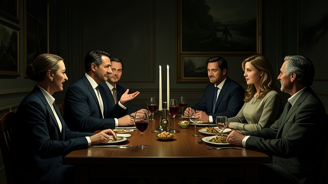 A Dinner Continues from "In Search of Lost Time". The Salon’s Routine Mourning managed away M. Verdurin instructs guests not to discuss Dechambre in front of his wife.