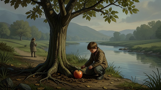 The Apple Becomes a Tree from "The Magician's Nephew". The Apple Becomes a Tree Digory’s task completed Digory gives the apple to Aslan, who tells him to plant it by the river.