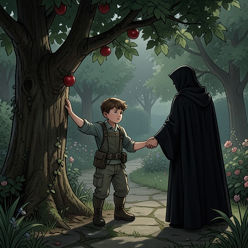 The Choice at the Apple Garden from "The Magician's Nephew". This flow traces the conflict between Digory’s promise and Jadis’s persuasive offer to heal Mabel.