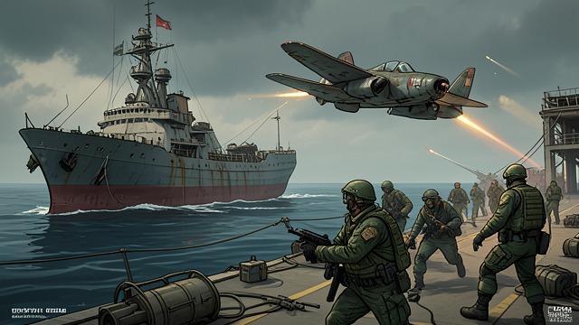 Assault Craft at the Dock from "Blackwater". Defending the Anchorage A Ship Blocks the Bay TNV Blackwater stops a Union assault ship from inserting marines into the colony, but the wreck obstructs the…