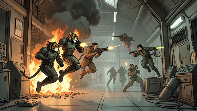 Sabotage Before Launch from "Blackwater". The Base Under Attack Violence Inside the Colony Bombs and gunfire strike the air station as the larger naval battle develops nearby.