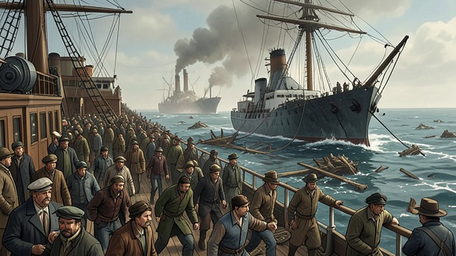 The Anchorage Becomes a Refuge from "Blackwater". From Base to Shelter Civilians in Flight As the Union attack spreads, families crowd onto ships attempting to escape.