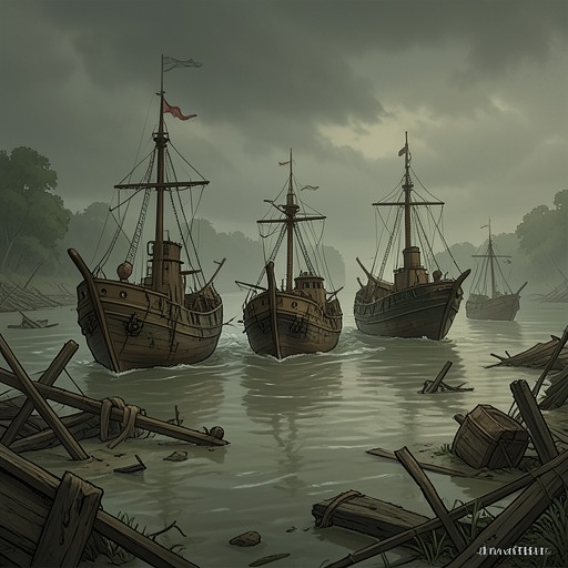 The Battle in the Lower Shallows from "Blackwater". This thread follows the evolving contest in the lower shoal zone as Marcell’s small force uses mines and maneuver to survive until relief arrives.